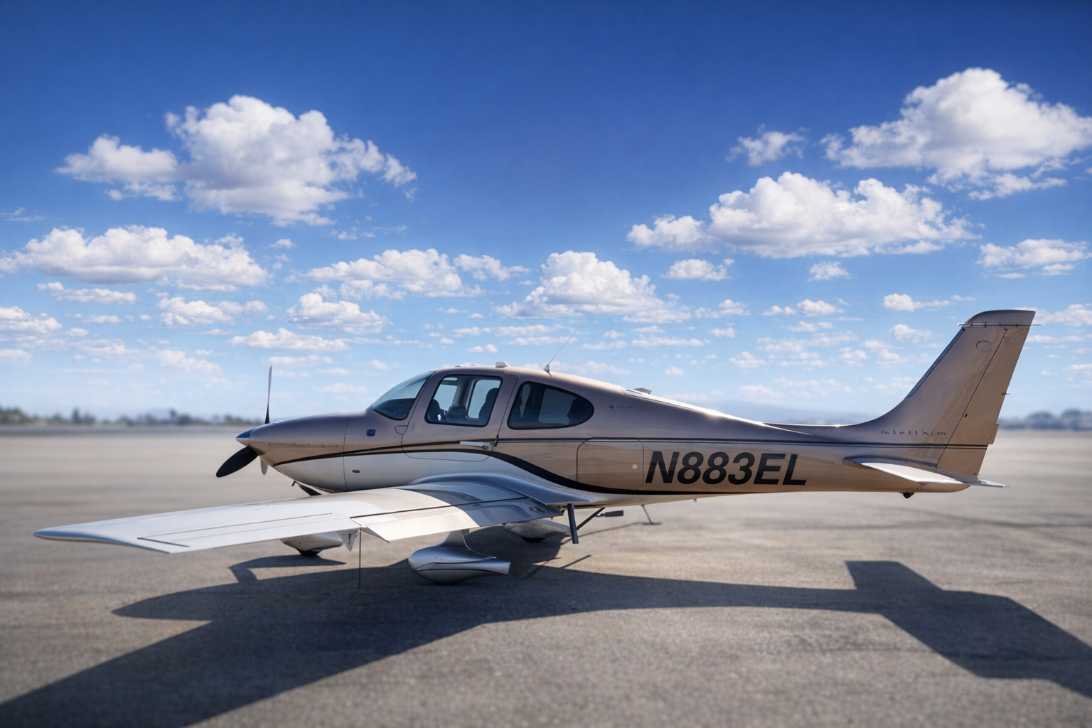 N883EL aircraft parked on the ramp